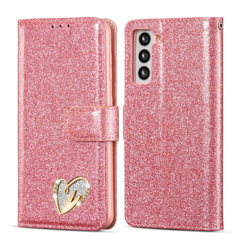 Voor Samsung Galaxy S21 5G / S21 + 5G Glitter Poeder Liefde Lederen Telefoonhoes (Rose Red)