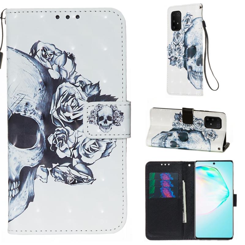 Voor Galaxy A91 3D Painting Horizontal Flip Leather Case met Holder & Card Slot & Wallet & Lanyard(Skull)