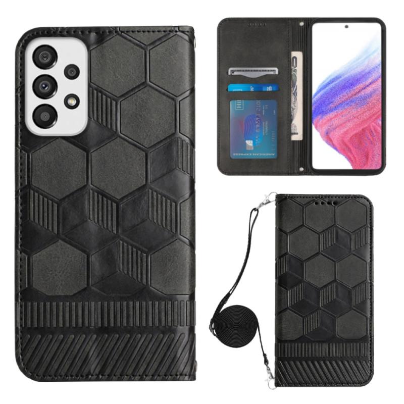 For Samsung Galaxy A73 5G Crossbody Football Texture Magnetic PU Phone Case(Black)
