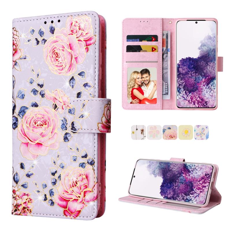 Voor Samsung Galaxy S20 Bronzing Painting RFID Leren Case (Pastoral Rose)