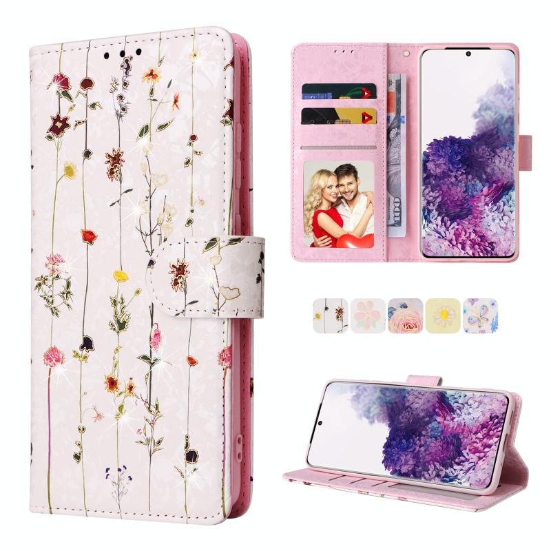 Voor Samsung Galaxy S20 Bronzing Painting RFID Leren Case (Dried Flower World)