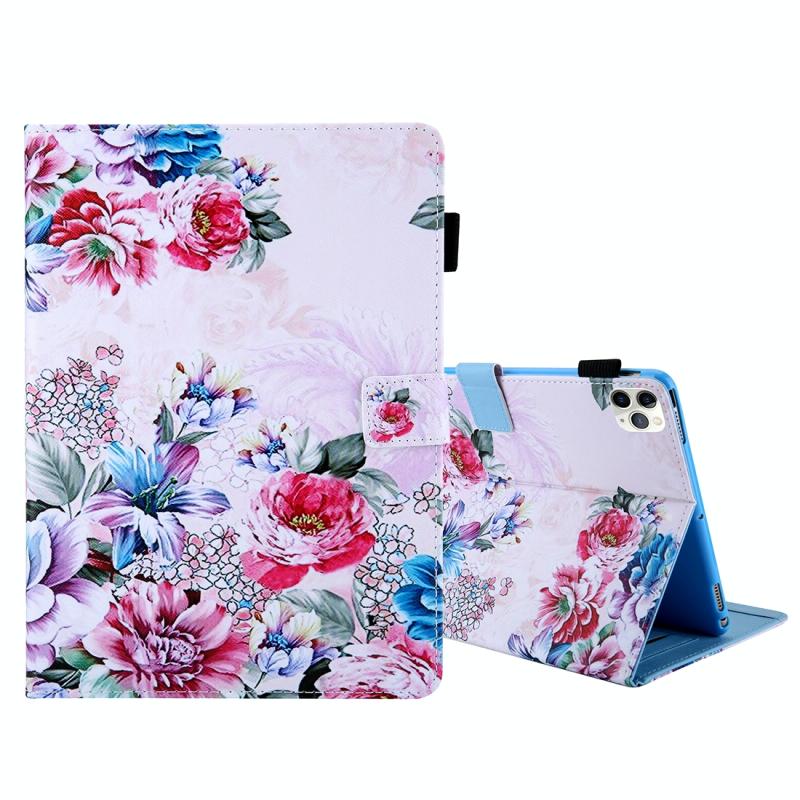 Voor iPad Pro 11 (2020) & (2018) Painted Pattern Tablet PC Protective Leather Case met Bracket & Card Slot & Photo Holder(Rose Flower)