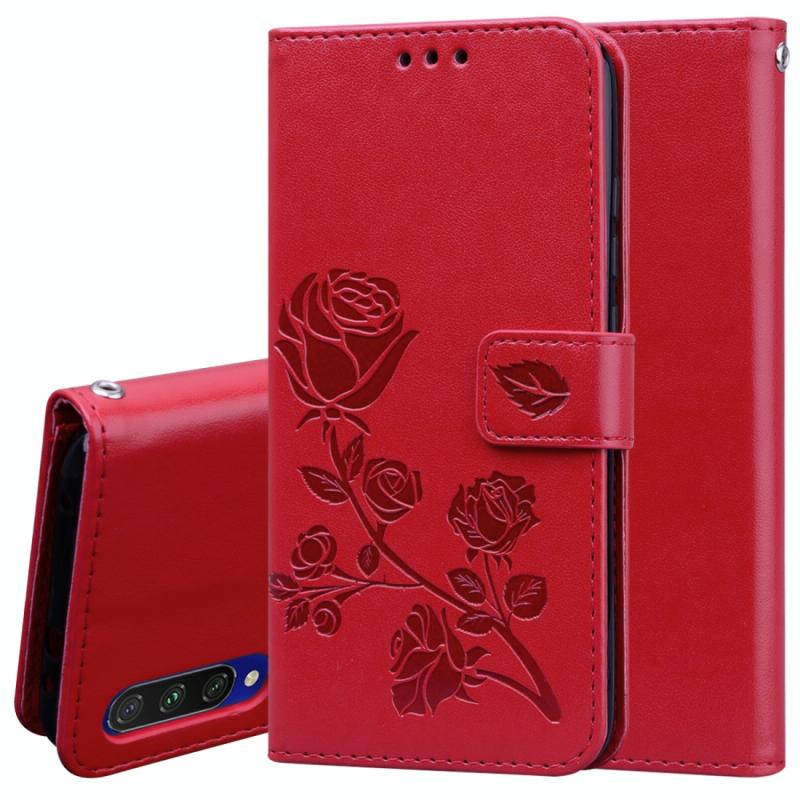 Voor Xiaomi Mi A3 Rose Embossed Horizontale Flip PU Lederen Case met Holder & Card Slots & Wallet(Red)