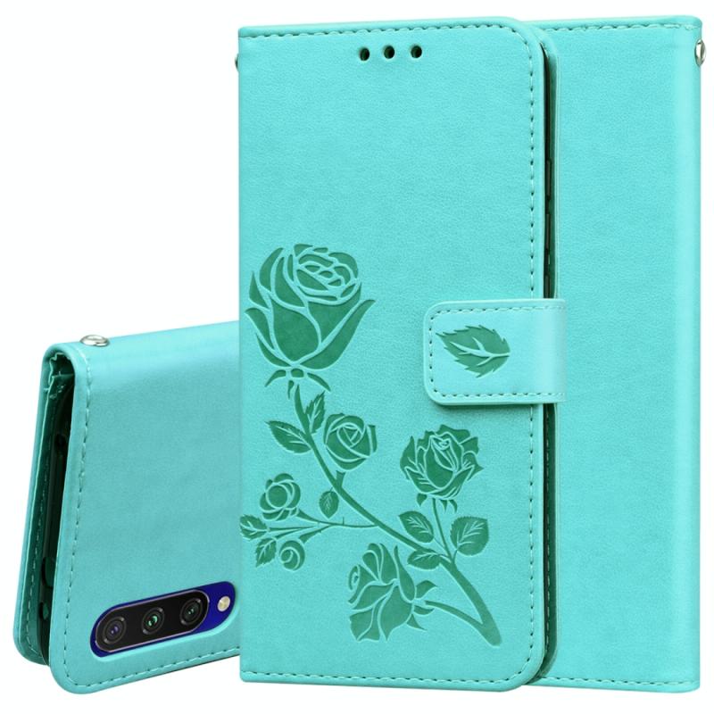 Voor Xiaomi Mi A3 Rose Embossed Horizontale Flip PU Lederen Case met Holder & Card Slots & Wallet(Groen)