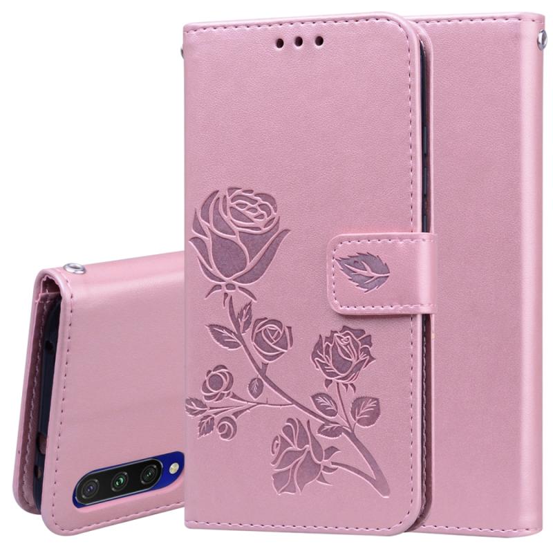 Voor Xiaomi Mi A3 Rose Embossed Horizontale Flip PU Lederen Case met Holder & Card Slots & Wallet(Rose Gold)