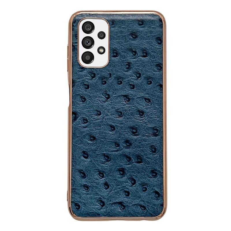 Voor Samsung Galaxy A13 4G Lederen Struisvogel Textuur Serie Nano Galvaniseren Telefoon Case (Blauw)