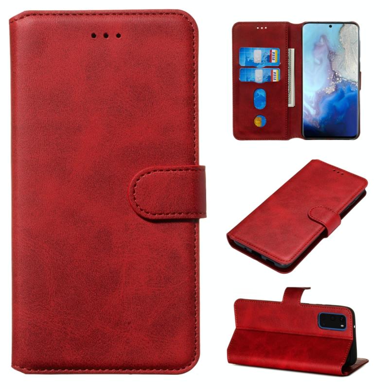 Voor Galaxy S20 Classic Calf Texture Magnetic Attraction Horizontal Flip Leather Case met Stand & Card Slots & Wallet Function(Red)