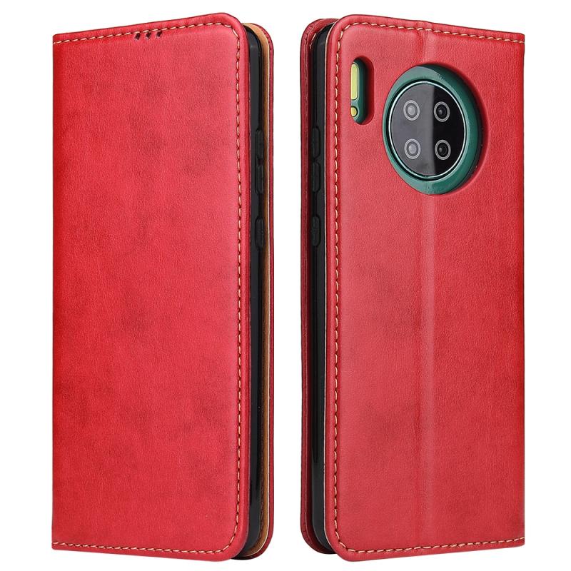 Voor Huawei Mate 30 Fierre Shann PU Genuine Leather Texture Horizontal Flip Leather Case met Holder & Card Slots & Wallet(Red)