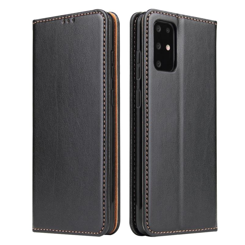 Voor Galaxy S20+ Fierre Shann PU Genuine Leather Texture Horizontal Flip Leather Case met Holder & Card Slots & Wallet(Black)