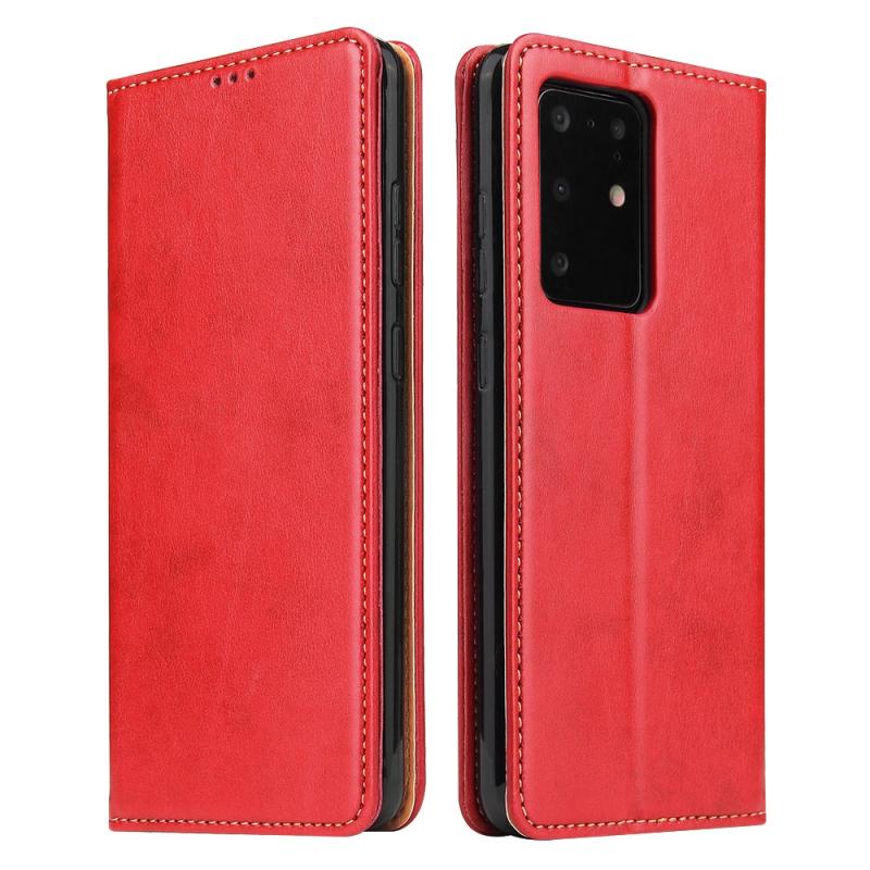 Voor Galaxy S20 Ultra Fierre Shann PU Genuine Leather Texture Horizontal Flip Leather Case met Holder & Card Slots & Wallet(Red)