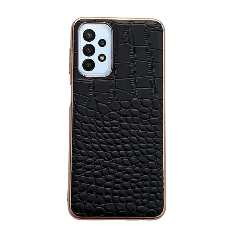 Voor Samsung Galaxy A23 4G/5G Krokodil Textuur Lederen Nano Galvaniseren Telefoon Case (Zwart)