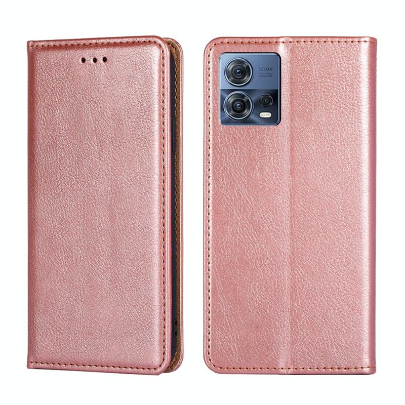 Voor Motorola Edge S30 Pro 5G / Edge 30 Fusion Gloss Oil Effen kleur Magnetisch lederen telefoonhoesje (roségoud)