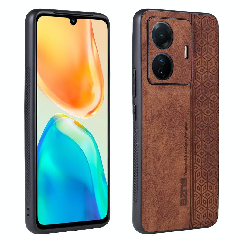 Voor vivo S15e/T1 Pro AZNS 3D Reliëf Skin Feel Phone Case (Bruin)