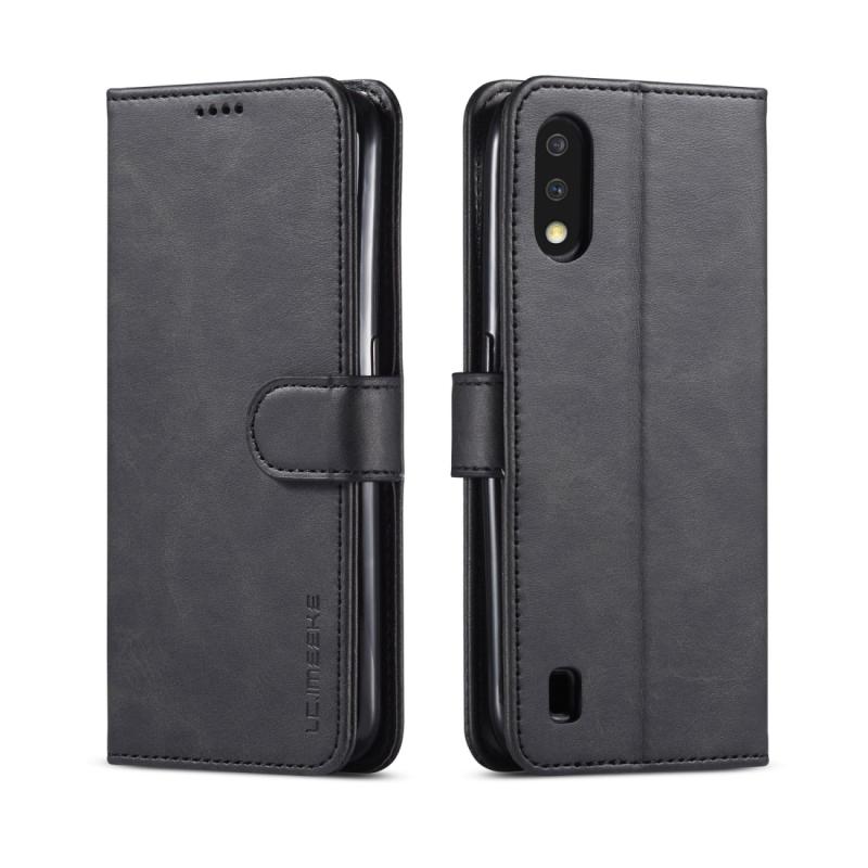 Voor Galaxy A01 LC. IMEEKE Calf Texture Horizontal Flip Leather Case met Holder & Card Slots & Wallet & Photo Frame(Black)