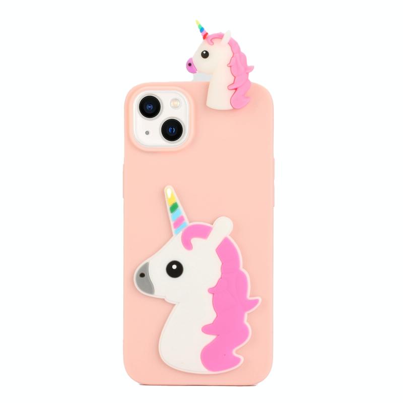 Voor iPhone 14 Plus 3D siliconen liggend Cartoon TPU telefoonhoesje