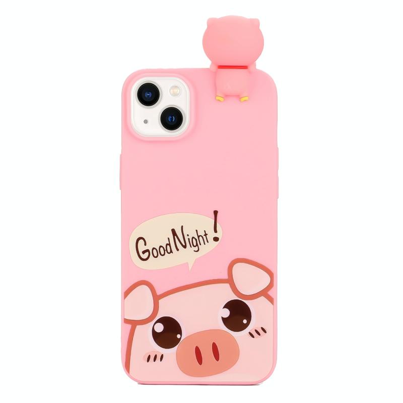 Voor iPhone 14 schokbestendig Cartoon TPU-telefoonhoesje (schattig varken)