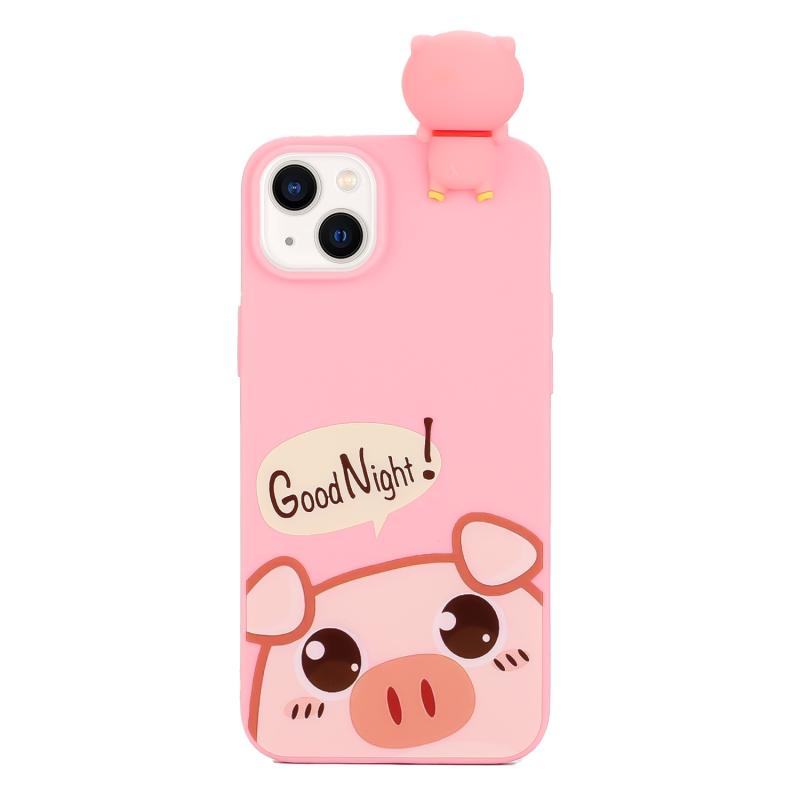 Voor iPhone 14 Plus schokbestendig Cartoon TPU-telefoonhoesje (schattig varken)