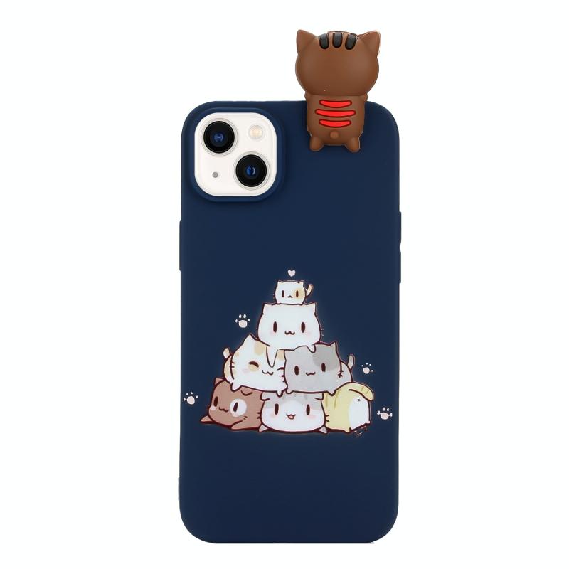 Voor iPhone 14 Plus schokbestendig Cartoon TPU-telefoonhoesje (gestapelde katten)