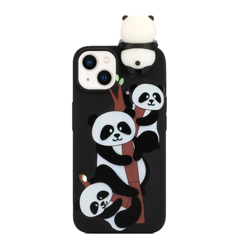 Voor iPhone 14 schokbestendig Cartoon TPU-telefoonhoesje (drie panda's)