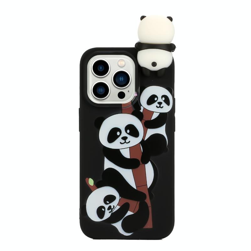Voor iPhone 14 Pro schokbestendig Cartoon TPU-telefoonhoesje (drie panda's)