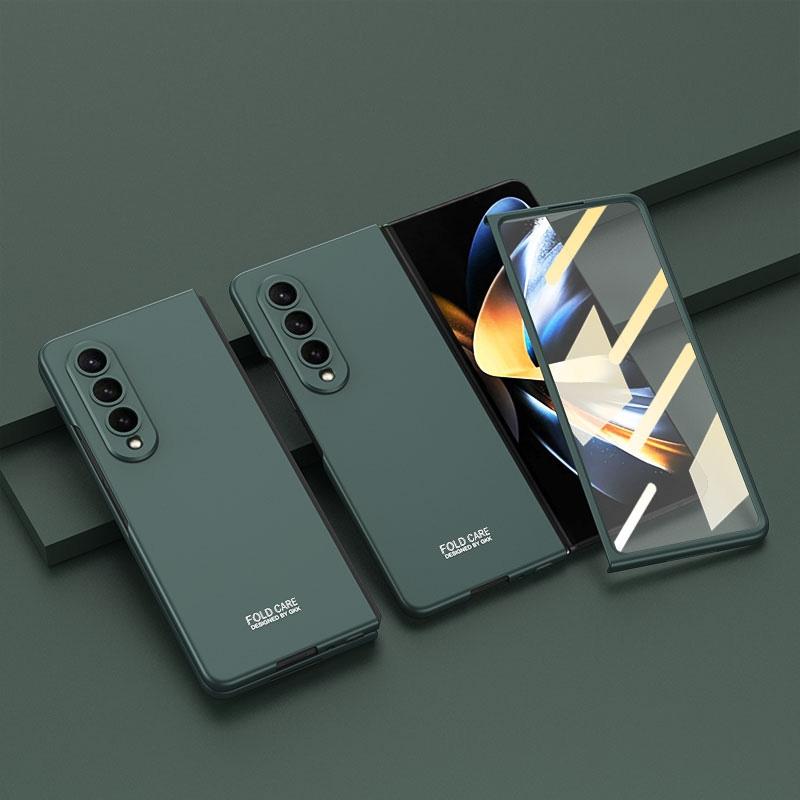 Voor Samsung Galaxy Z Fold4 GKK Geïntegreerde Ultradunne Full Coverage Phone Flip Case (Nachtgroen)