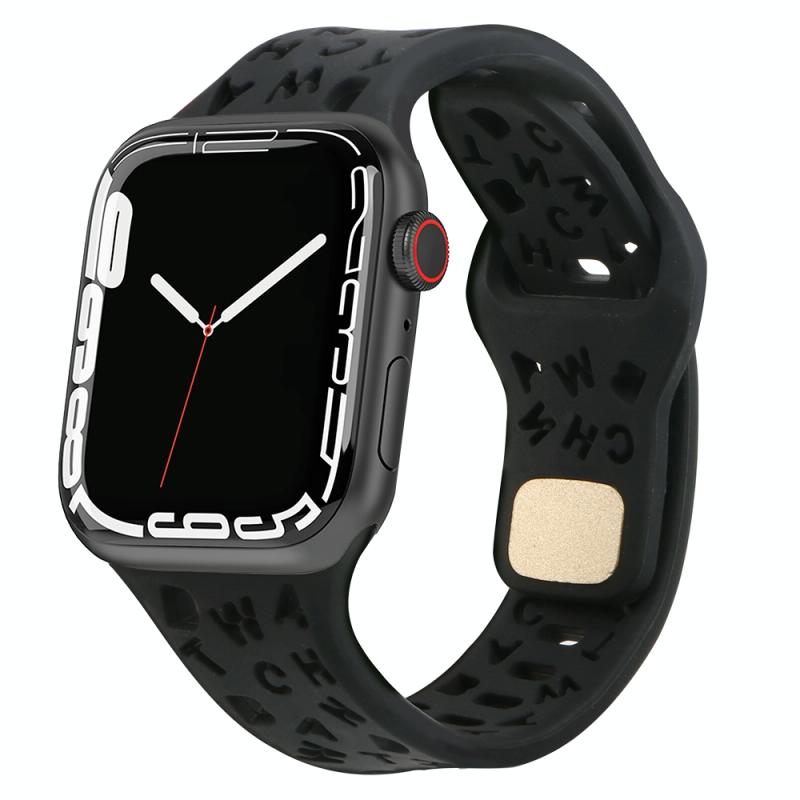 Engelse letters siliconen horlogeband voor Apple Watch Ultra 49 mm / serie 8 & 7 45 mm / SE 2 & 6 & SE & 5 & 4 44 mm / 3 & 2 & 1 42 mm