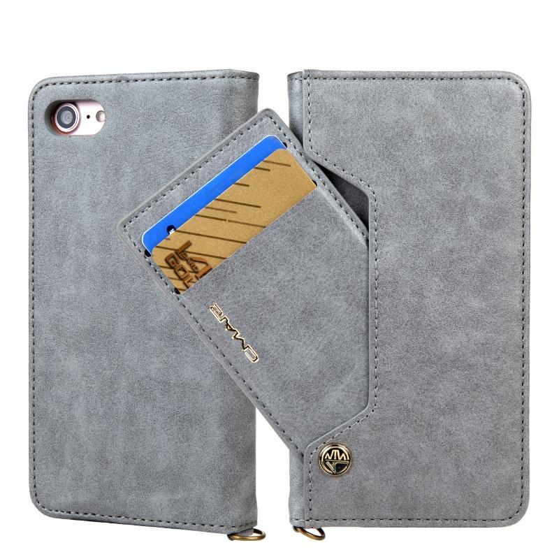 Voor iPhone 8 / 7 CMai2 Kaka-serie Litchi Texture Horizontal Flip Leather Case met Houder & Card Slots(Grijs)