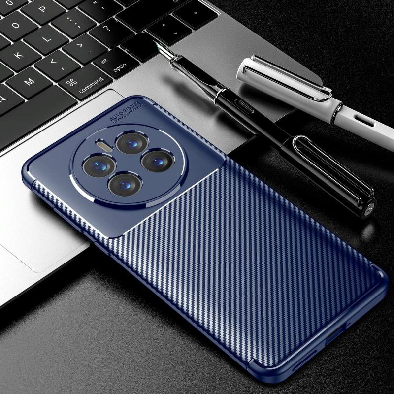 Voor Huawei Mate 50 Carbon Fiber Texture Fine Hole TPU Phone Case (Blauw)