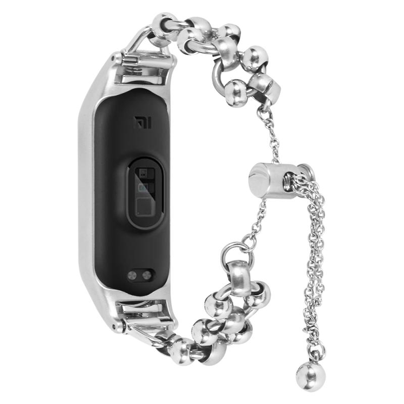 Voor Xiaomi Mi Band 7 kraal stalen ketting metalen horlogeband