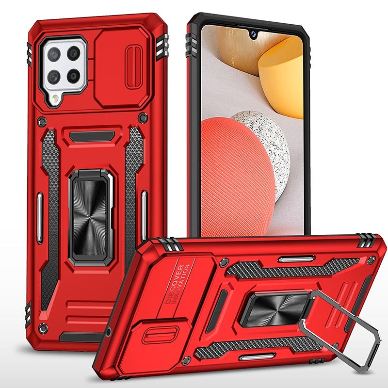 Voor Samsung Galaxy A42 5G Armor PC + TPU Camera Shield Phone Case (Rood)
