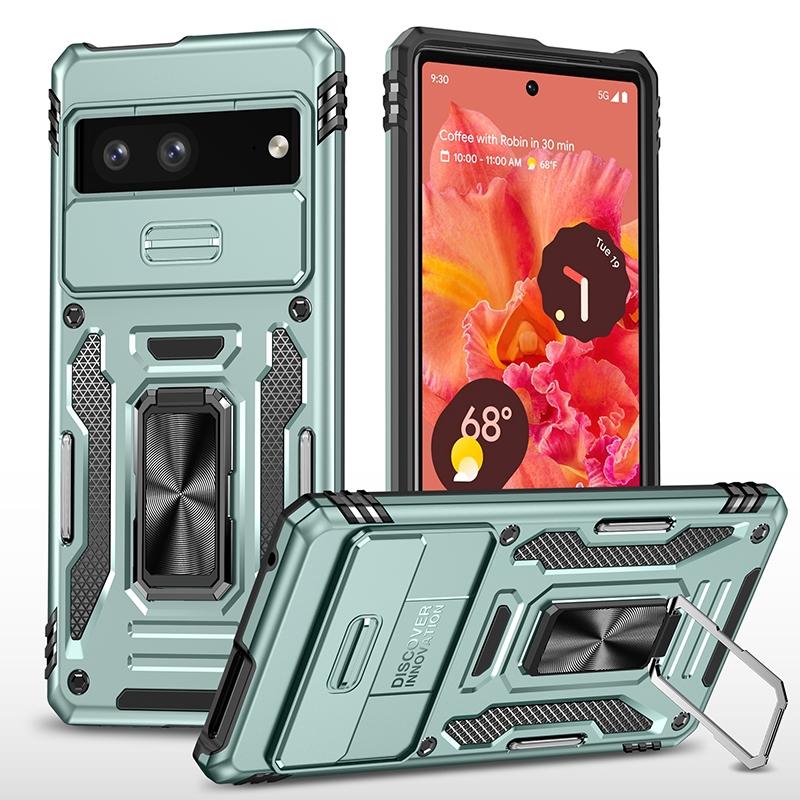 Voor Google Pixel 7 Armor PC + TPU Camera Shield Phone Case (Alpine Green)