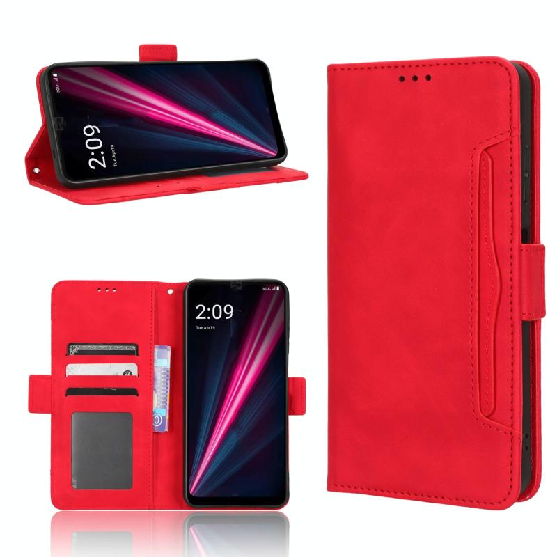 Voor T-Mobile REVVL 6 Pro 5G Huid Voelen Kalf Textuur Kaartsleuven Lederen Telefoon Case (Rood)