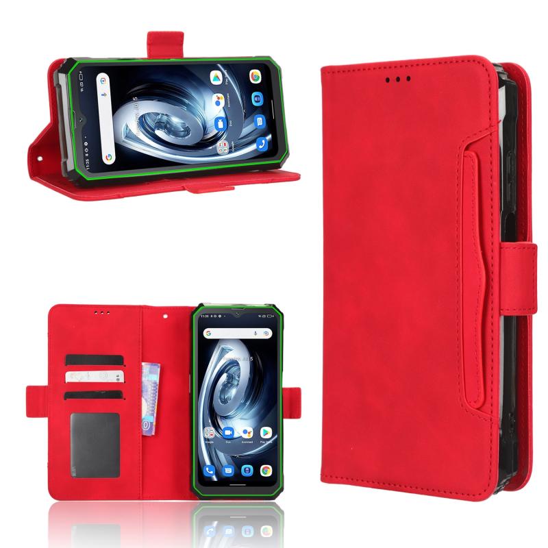 Voor Blackview BV7100 Huid Voel Kalf Textuur Kaartsleuven Lederen Telefoon Case (Rood)
