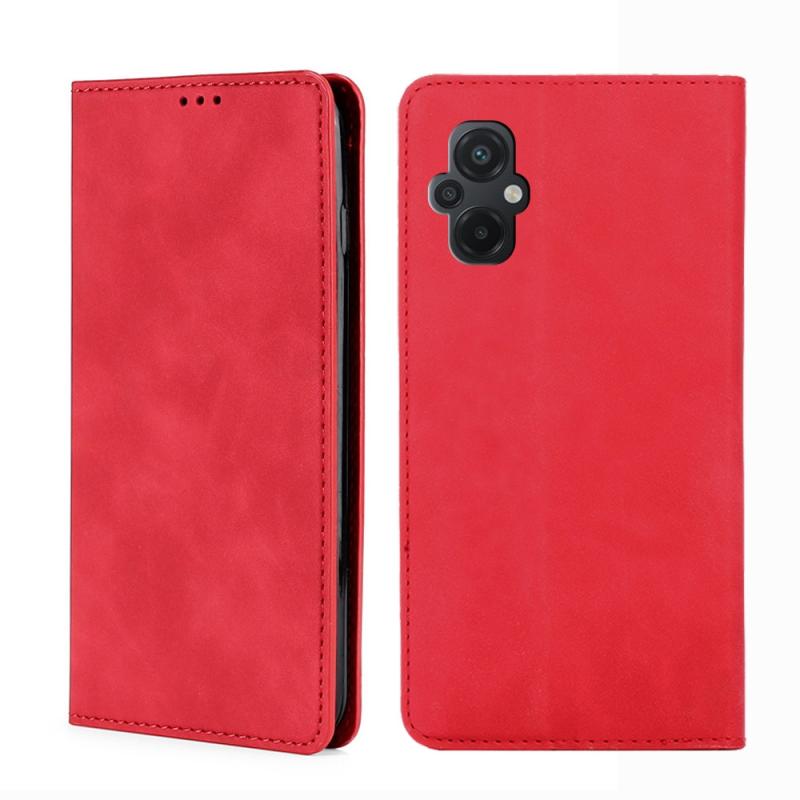 Voor Xiaomi Poco M5 4G Skin Feel Magnetic Horizontal Flip Leather Phone Case (Rood)