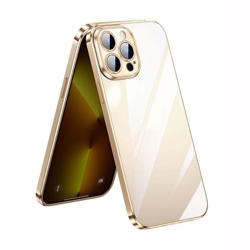 Voor iPhone 14 Pro SULADA Lensbeschermer Plated Clear Case (Goud)