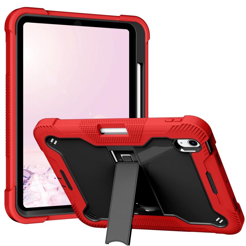 Voor iPad 10e generatie 10.9 2022 siliconen + pc schokbestendige tablethoes (rood + zwart)