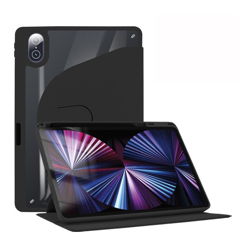 Voor Honor Pad 8 12 inch 2022 Acryl 360 Graden Rotatie Houder Tablet Lederen Case (Zwart)