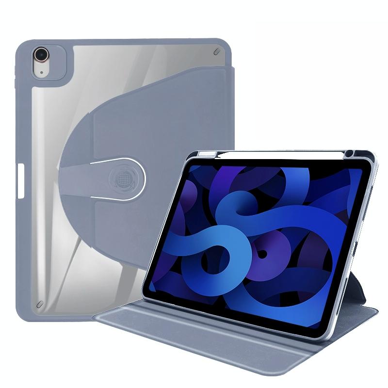 Voor iPad 9.7 2018/2017/Air 2/1 Acryl 360 Graden Rotatie Houder Tablet Lederen Case (Paars)