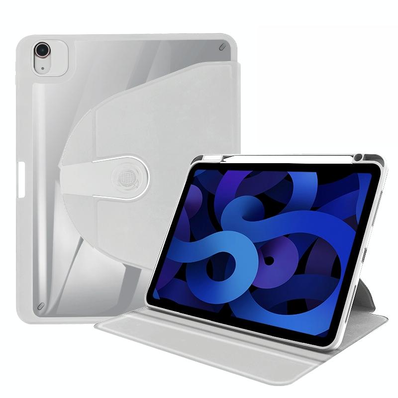 Voor iPad 9.7 2018/2017/Air 2/1 Acryl 360 Graden Rotatie Houder Tablet Lederen Case (Grijs)