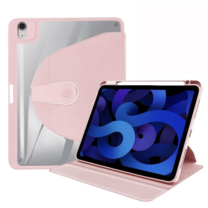 Voor iPad 9.7 2018/2017/Air 2/1 Acryl 360 Graden Rotatie Houder Tablet Lederen Case (Baby Roze)