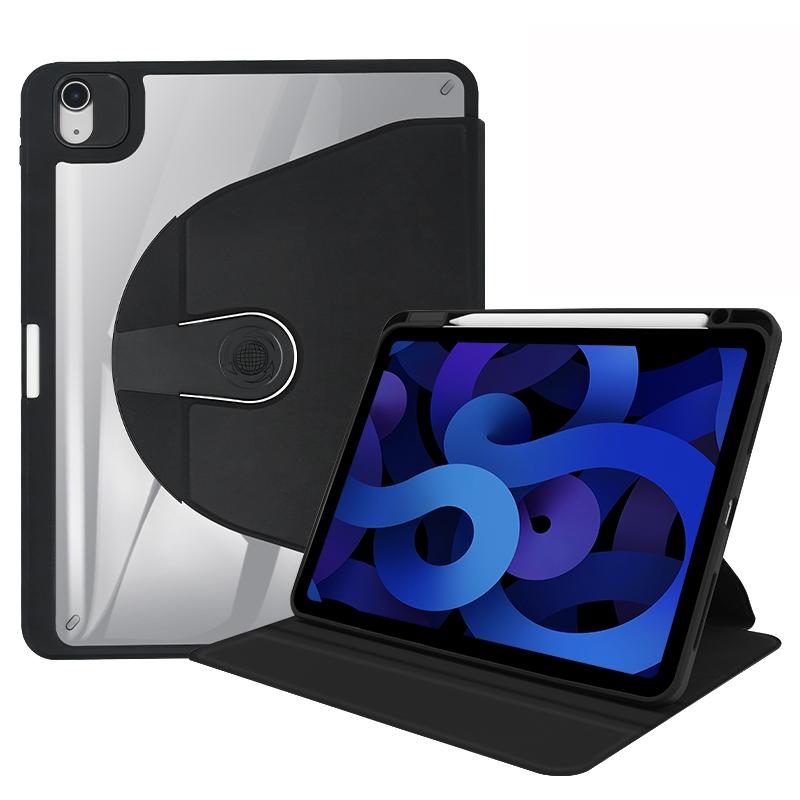 Voor iPad 9.7 2018/2017/Air 2/1 Acryl 360 Graden Rotatie Houder Tablet Lederen Case (Zwart)