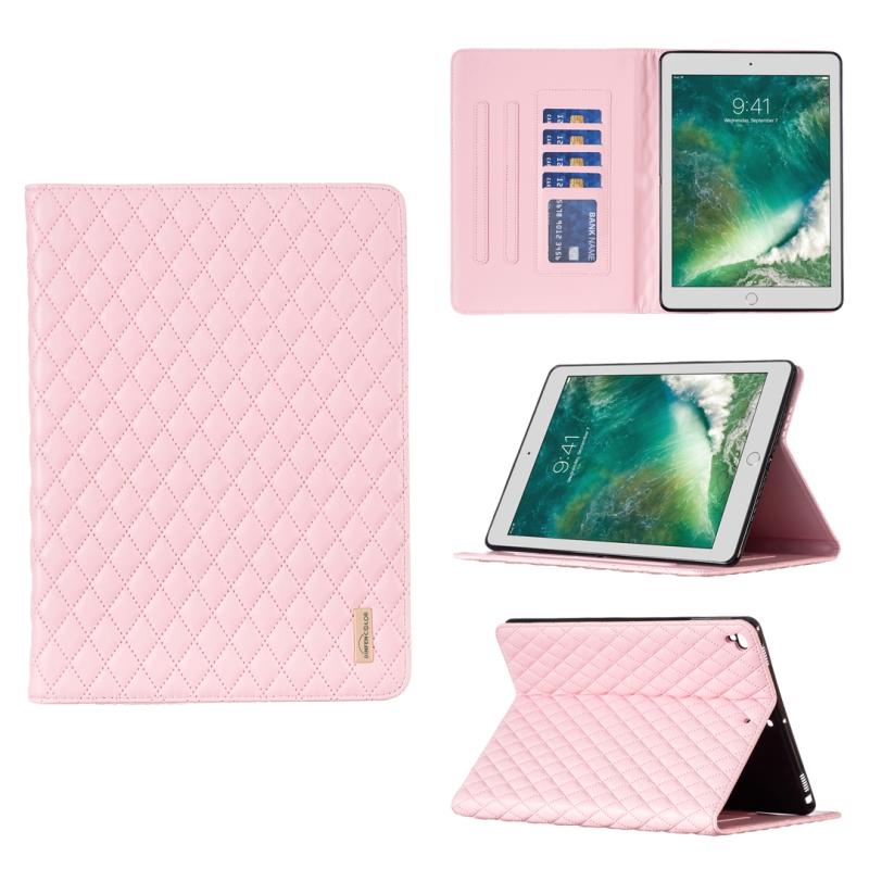 Voor iPad 8 / 7 / 6 / 5 9 7 inch elegante ruitvormige textuur horizontale flip lederen tablethoes