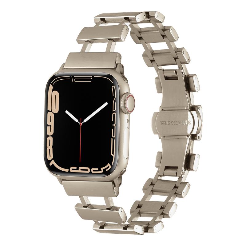 Holle roestvrijstalen horlogeband voor Apple Watch Ultra 49 mm / serie 8 & 7 45 mm / SE 2 & 6 & SE & 5 & 4 44 mm (Starlight)