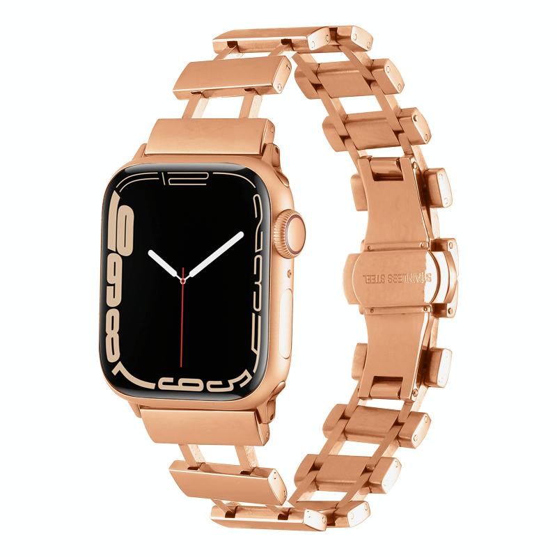 Holle roestvrijstalen horlogeband voor Apple Watch Ultra 49 mm / serie 8 & 7 45 mm / SE 2 & 6 & SE & 5 & 4 44 mm (roségoud)