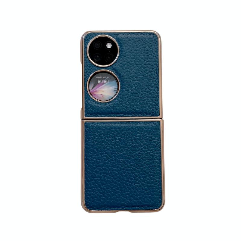 Voor Huawei P50 Pocket Nano Electroplating Litchi Textuur Lederen Telefoon Case(Blauw)