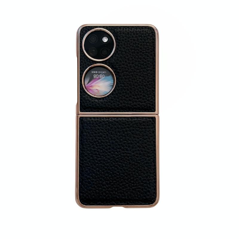Voor Huawei P50 Pocket Nano Galvaniseren Litchi Textuur Lederen Telefoon Case (Zwart)