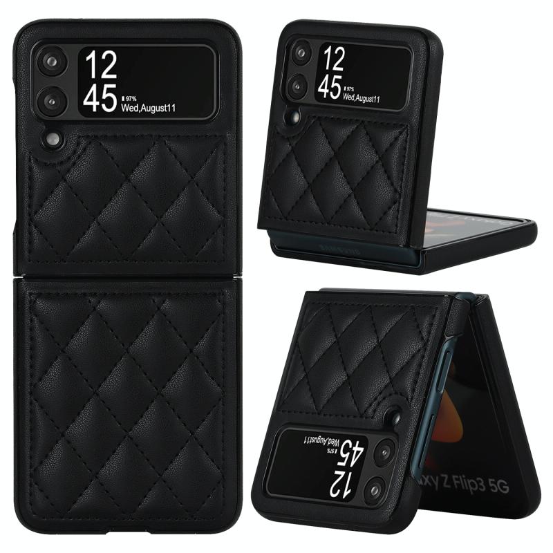 Voor Samsung Galaxy Z Flip4 Rhombic Microfiber opvouwbare telefoonhoes