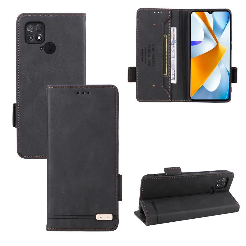 Voor Xiaomi Poco C40 magnetische sluiting flip lederen telefoonhoes