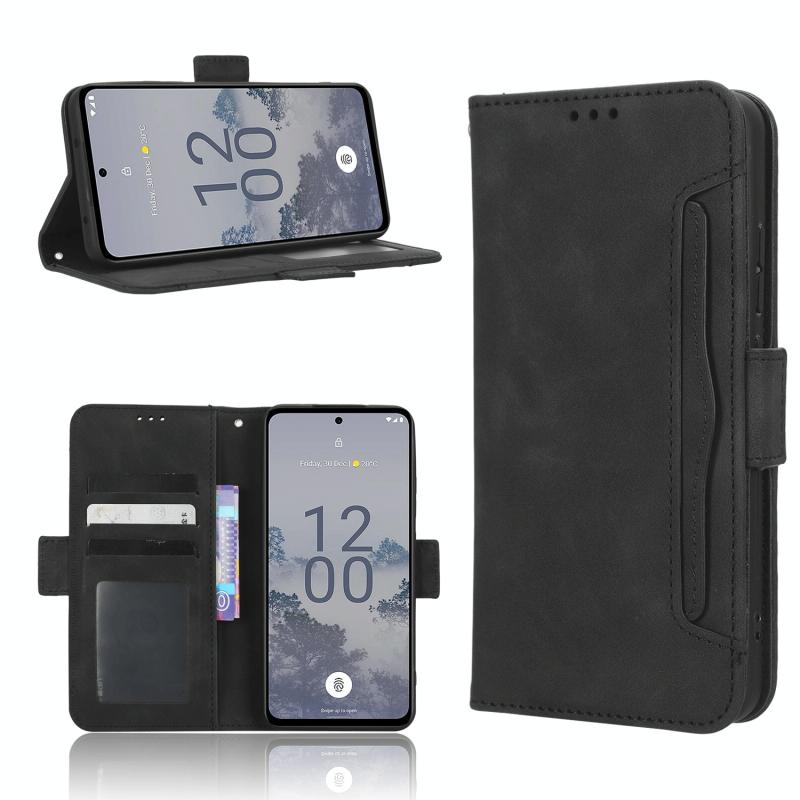 Voor Nokia X30 5G Skin Feel Calf Texture Card Slots Leather Phone Case(Black)