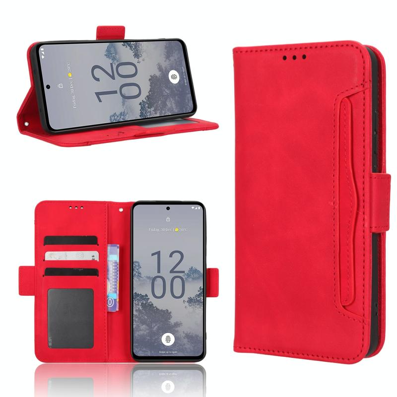 Voor Nokia X30 5G Skin Feel Calf Texture Card Slots Leather Phone Case(Rood)